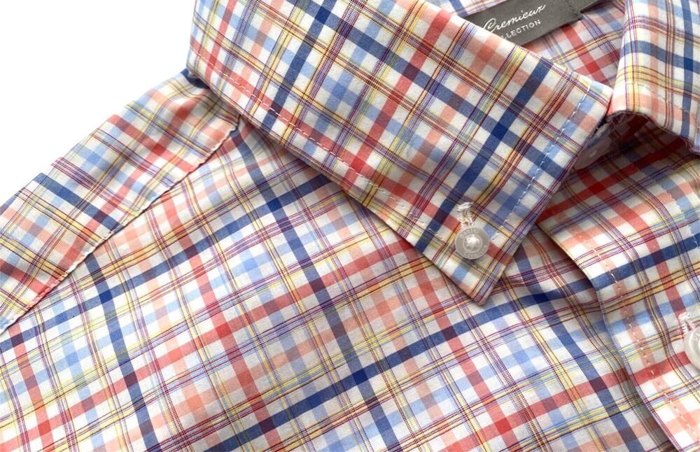 Daniel Cremieux Signature Cotton White Coral Check Short Sleeve Shirt XL